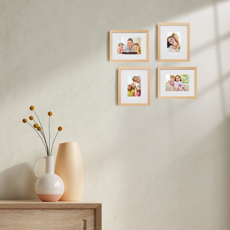 KINLINK 8x10 Picture Frames Natural Wood Frames with Acrylic Plexiglass for Pictures 4x6/5x7 with Mat or 8x10 without Mat, Tabletop and Wall Mounting Display, Set of 4 - Image 5